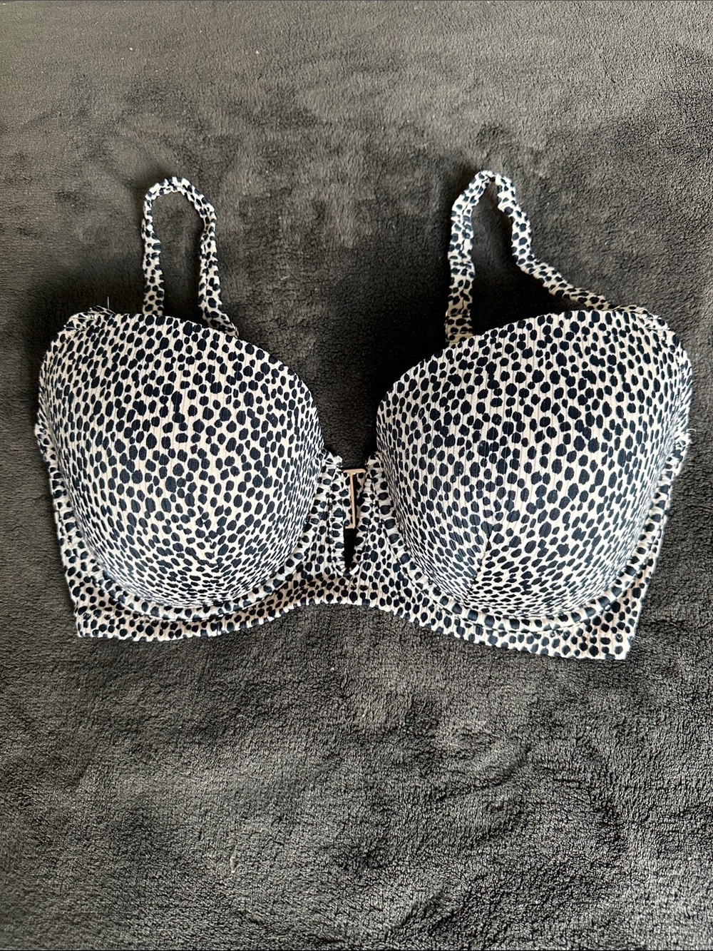 Shade & Shore Black and Tan Spotted Bikini Top